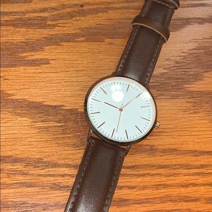 Brown and gold watch